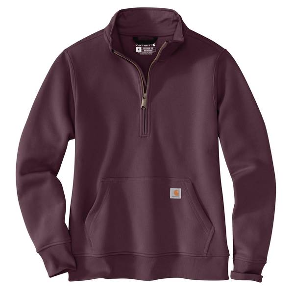 Carhartt Relaxed-Fit Midweight Quarter-Zip Mock-Neck Sweatshirt - Deep Cherrywood