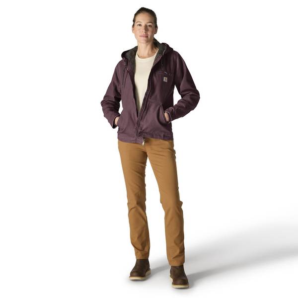 Carhartt Loose-Fit Washed Duck Sherpa-Lined Jacket for Ladies - Blackberry