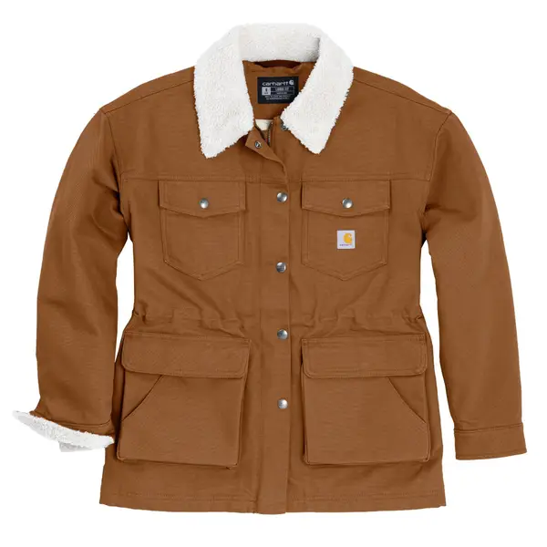 Carhartt Women's Washed Duck Wesley Coat - 107733-BRN-S | Blain's
