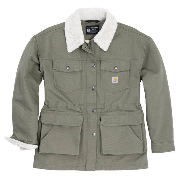 Carhartt Women's Washed Duck Wesley Coat, Medium, Dusty Olive