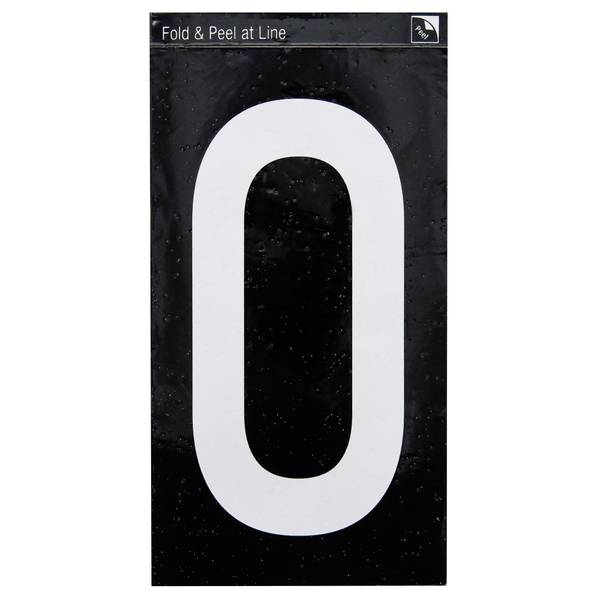 Photo of 4" Self-Adhesive Black and White Curbside Number #0