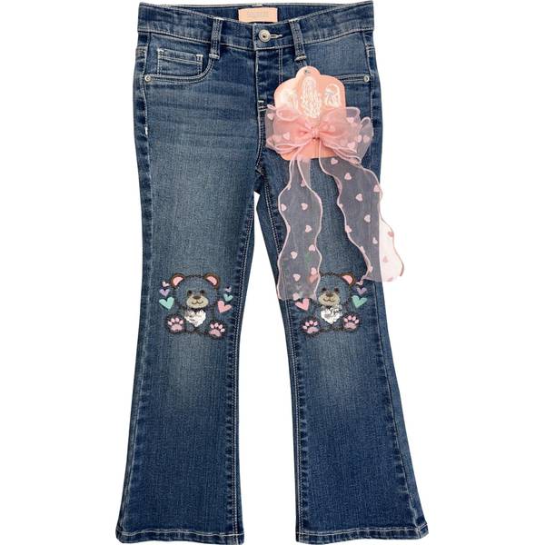 Photo of Girl's Teddy Bear Heart Knee Flare Jean