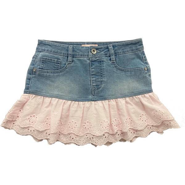 Photo of Girls Eyelet Ruffle Denim Skort