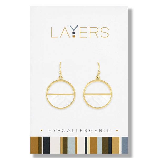 Photo of Gold Half Stone Circle Dangle Earrings