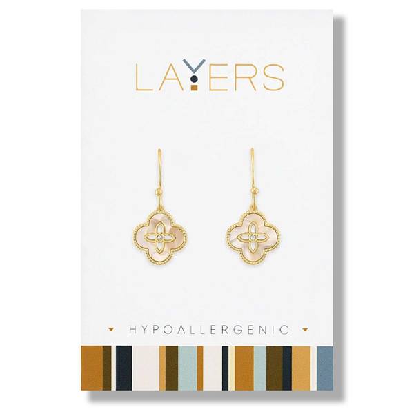 Photo of Gold Seashell Quatrefoil Dangle Earrings