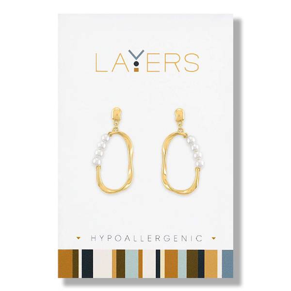 Photo of Gold Organic Pearl Dangle Earrings