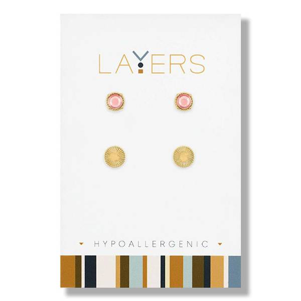 Photo of Gold Vintage Rose Duo Pair Stud Earrings