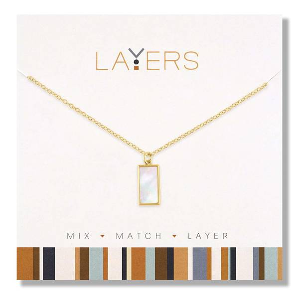 Photo of Gold Rectangular White Stainless Steel Necklace