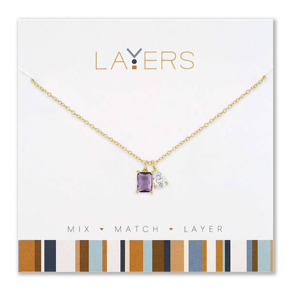 Photo of Gold Amethyst and Teardrop Dangle Necklace