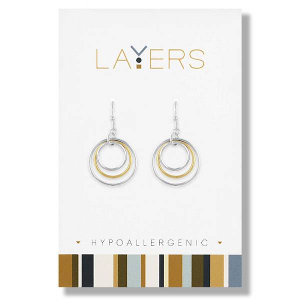 Photo of Silver Two-Tone Three Circle Dangle Earrings