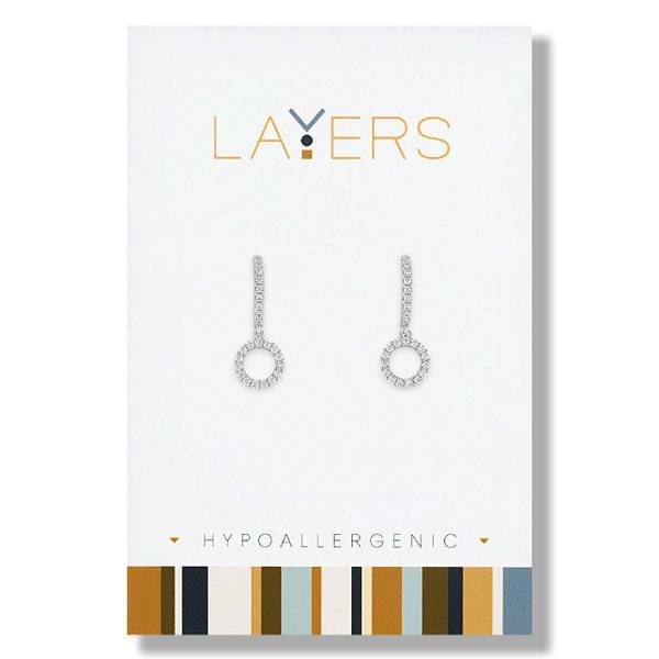 Photo of Silver Open Circle CZ Huggie Earrings