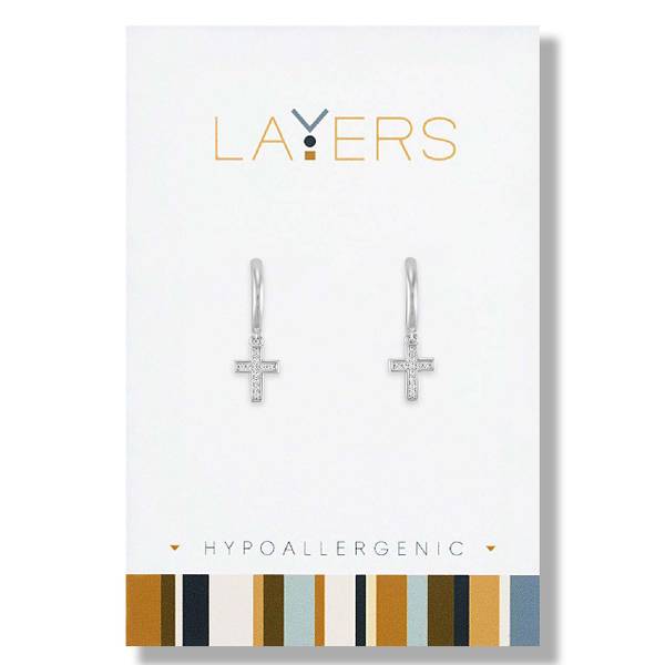 Photo of CZ Cross Huggie Earrings