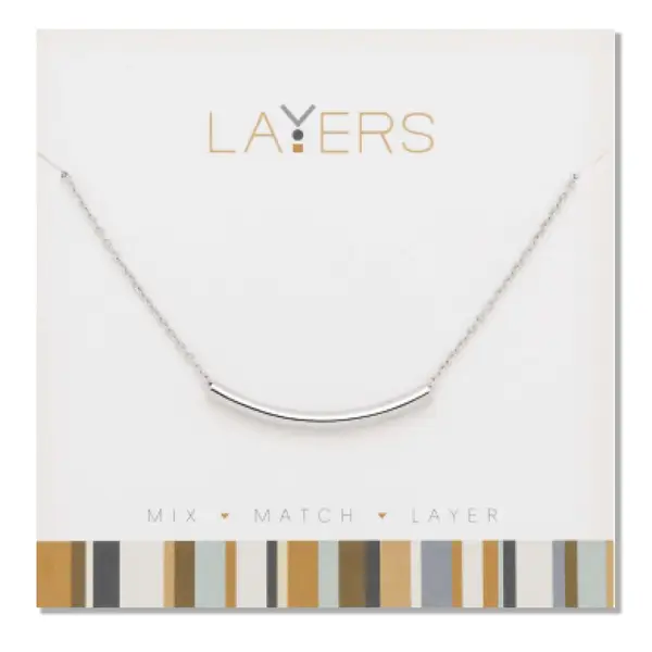 Layers Women's Silver Curve Bar Necklace - Lay-517S | Blain's Farm