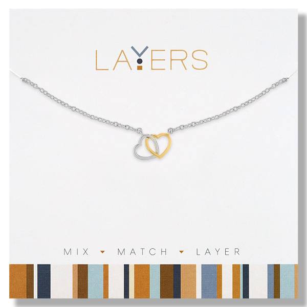 Photo of Silver Two-Tone Double Heart Necklace