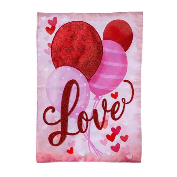 Photo of Valentine Love Balloon Applique Garden Flag