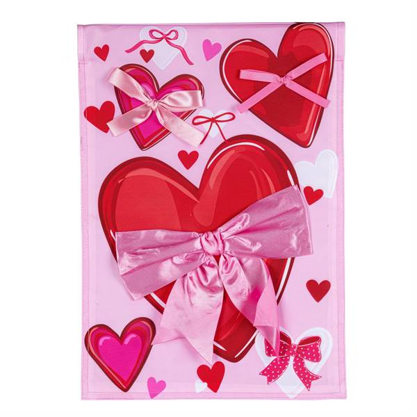 Photo of Bows & Hearts Applique Garden Flag