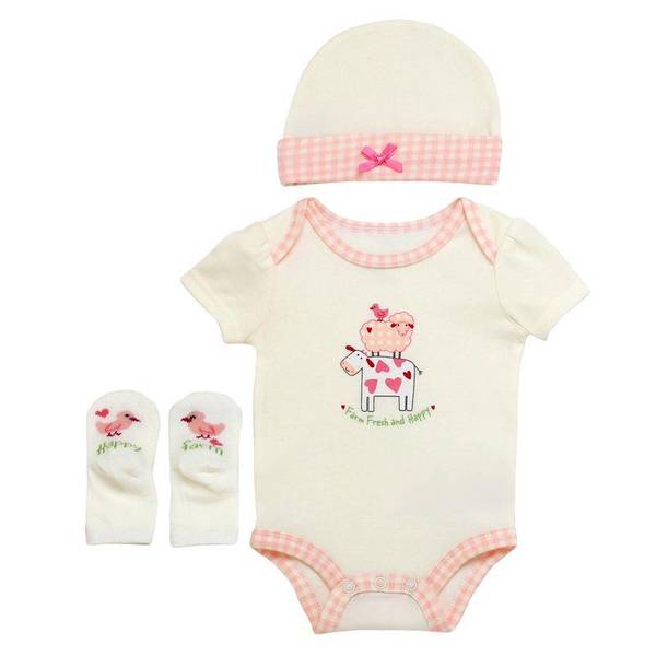 Photo of Infant Girls "Farm Fresh And Happy" Bodysuit Set