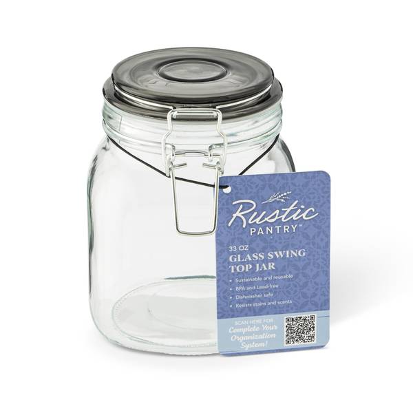 Photo of 33oz Glass Swing Top Jar with Colored Lid