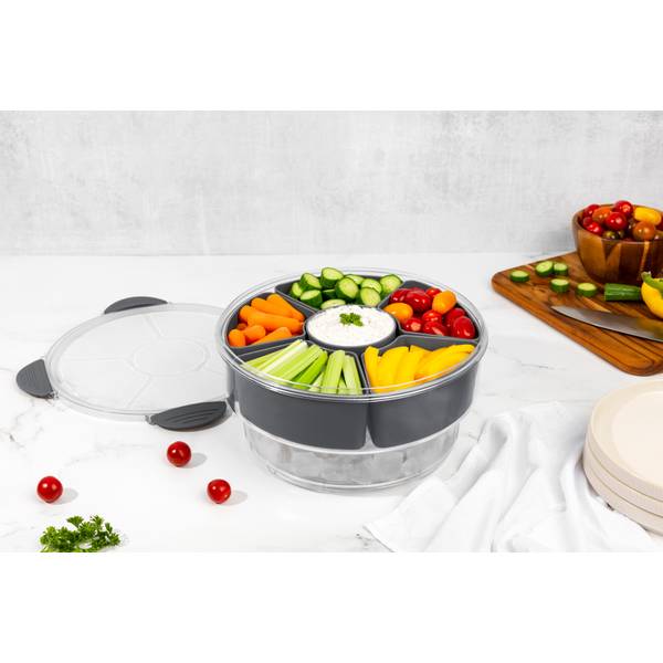 Rustic Pantry 6 Section Snackle Lazy Susan with Ice Compartment