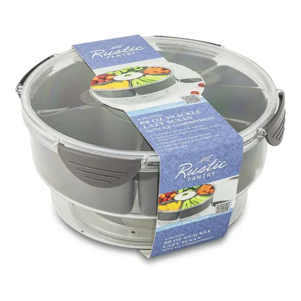 Rustic Pantry 6 Section Snackle Lazy Susan with Ice Compartment