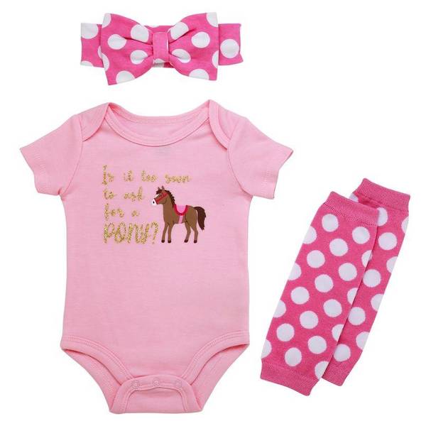 Photo of Infant Girls "Is It Too Soon To Ask For A Pony" Bodysuit Set