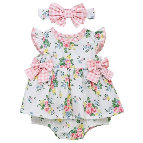 Photo of Infant Girl's Floral Sunsuit with Bows
