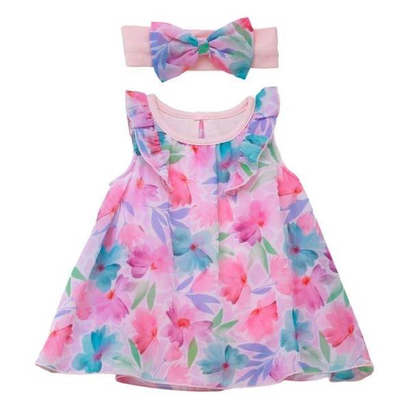 Photo of Infant Girl's Floral Chiffon A-line Dress Set