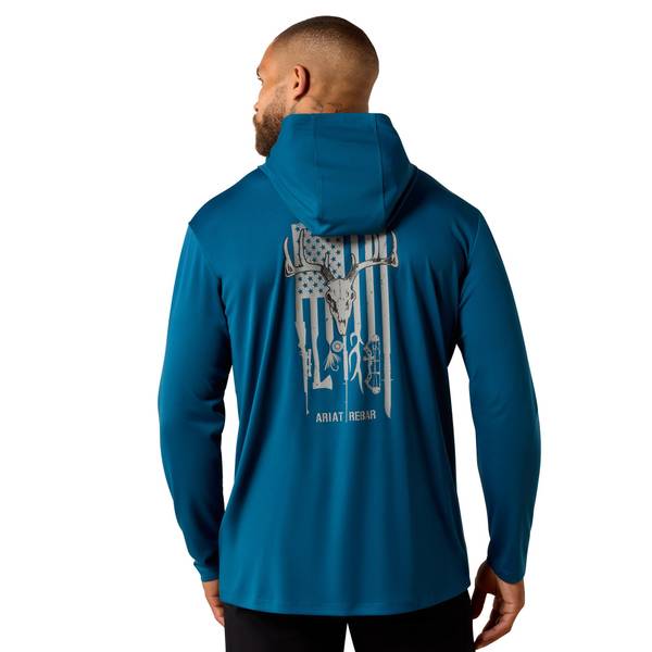 Photo of Men's Rebar Sunblocker Outdoor Hooded Classic Fit Long Sleeve T-Shirt