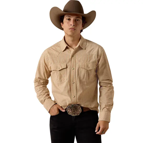 RRL アメリカンワークウェア 長袖シャツ クリーム ARIAT Men's Retro Hyman Fitted Snap Shirt - 10073581-M | Blain's