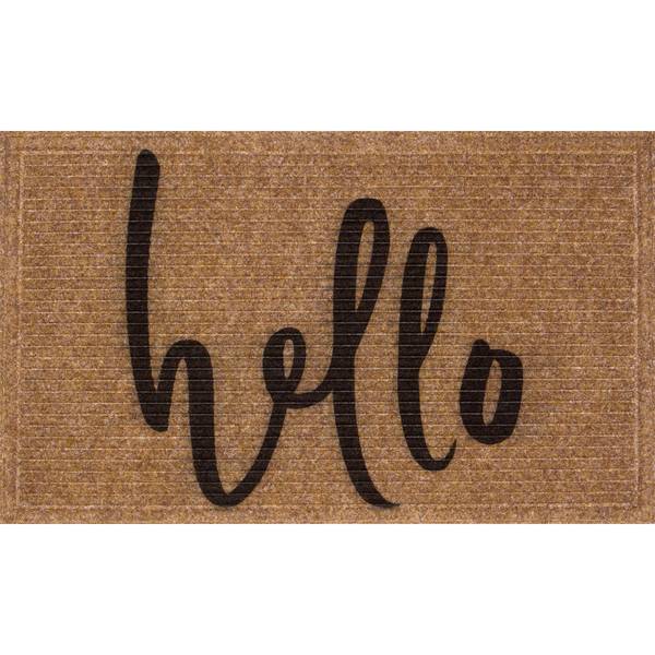 Photo of 18" x 30" Apache Mills Hello Script Faux Coir Doormat