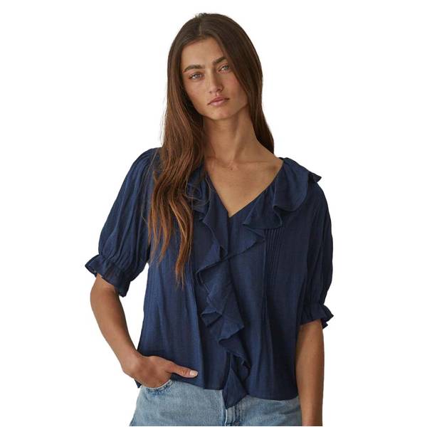 Photo of Women's Ruffle Buttondown Short Sleeve Top