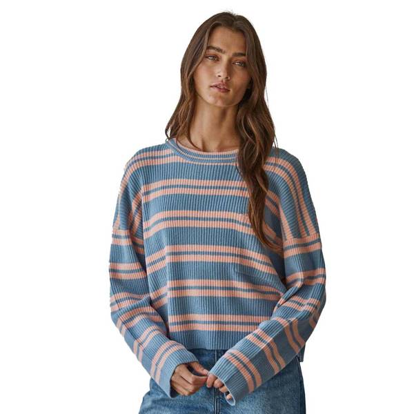 Photo of Women's Striped Knit Sweater with Front Pocket