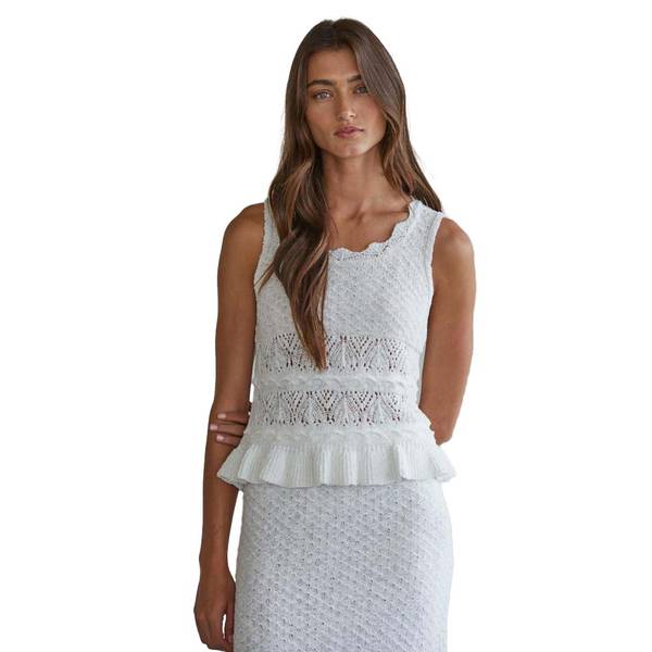 Photo of Women's Knit Sweater Crochet Round Neck Sleeveless Top