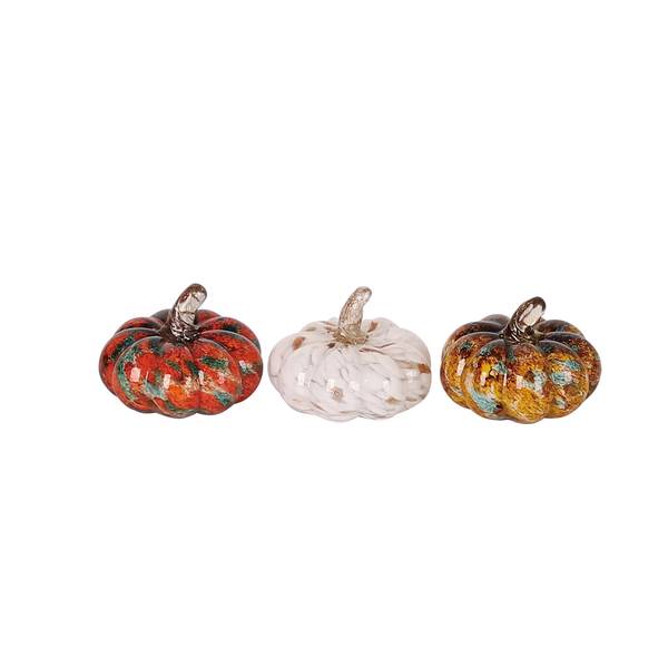Photo of Glass Autumn Swirl Pumpkin Decor, Assorted