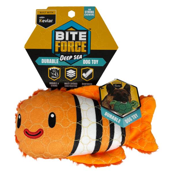 Photo of Built with Kevlar Tough Plush Dog Toy- Clown Fish