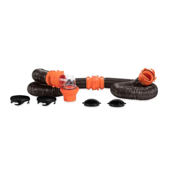 Kit Fognatura Camco 3m Per Camper | Raccordi Non Restrittivi, Gomito Trasparente, Adattatore 4in1