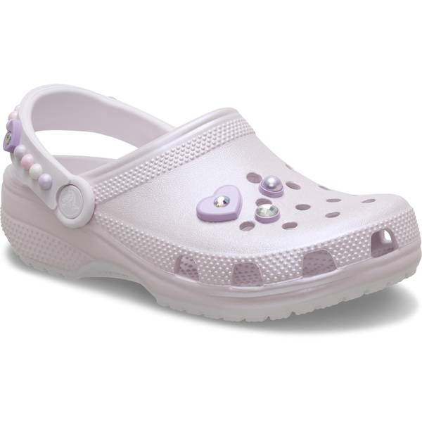 Crocs Kids' Pearls Heartshine Classic Clogs, Size 4, Grape Ice