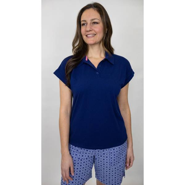 Photo of Women's Short Sleeve Dolman Henley Polo Top