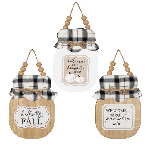 Photo of Wood Harvest Design Jar Wall Hangings, Assorted
