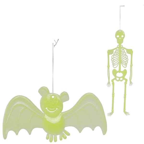 Photo of Glow Hanging Bat and Skeleton, Assorted