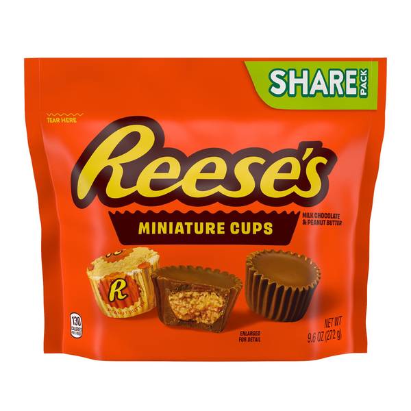 Photo of Miniatures Milk Chocolate Peanut Butter Cups Candy Share Pack, 9.6 oz