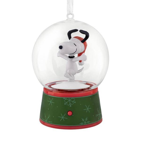 Hallmark Peanuts Snoopy Musical Snow Globe Christmas Ornament With Motion