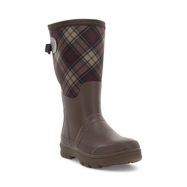 Photo of Women's Cabin Plaid Faux Fur Neoprene Wide Calf Cold Weather Boot