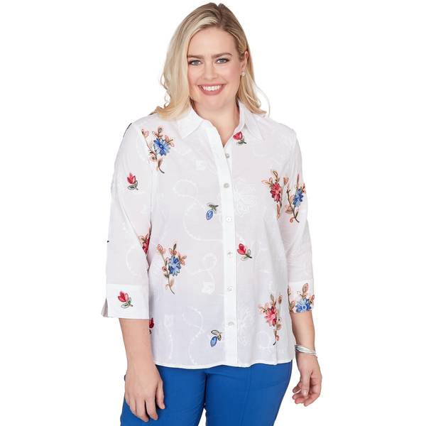 Photo of Women's Embroidered Floral Woven Top