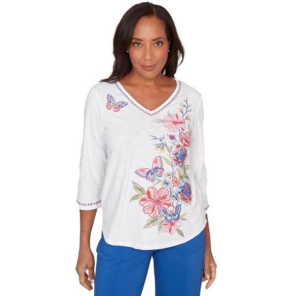 Photo of Women's Embroidered Floral Butterfly Knit Top