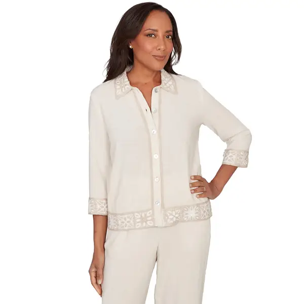 Alfred Dunner Women's Crochet Trim Jacket - 34130YK-274-S