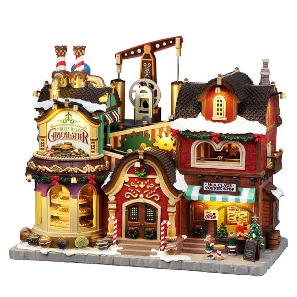 Lemax® Santa's Wonderland™ The Holly Jolly Chocolatier & Mrs. Claus Coffee Shop | 11" x 12.8" x 7.5"