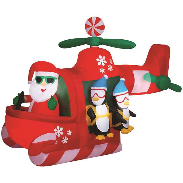 Photo of Gemmy 6.5' Santa Flying A Helicopter Inflatable