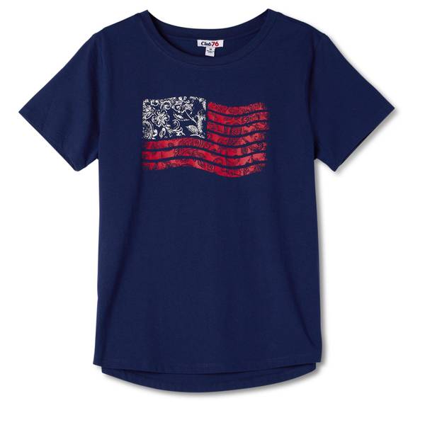 Photo of Women's Short Sleeve "USA" Paisley Flag Tee