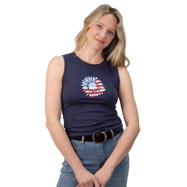 Photo of Women's Sleeveless "USA" Sunflower Tank